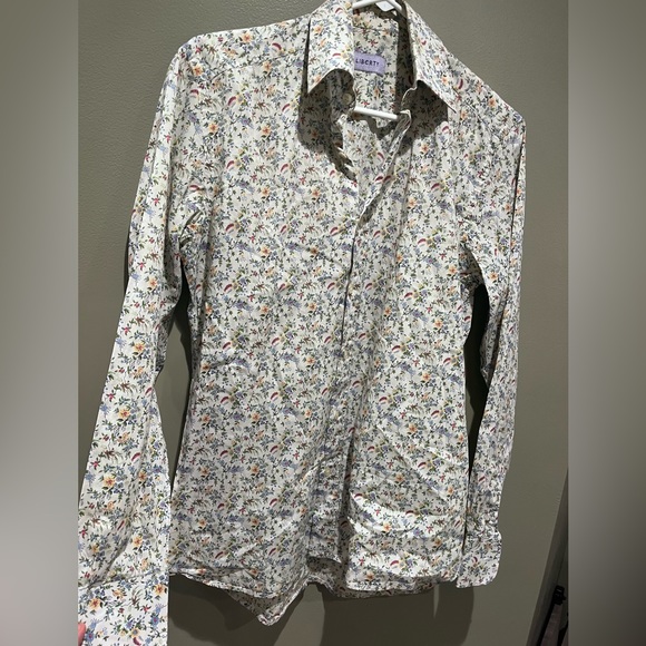 Liberty Vintage Collared Dress Up Shirt Long Sleeve Work Floral Button Down - Picture 6 of 7